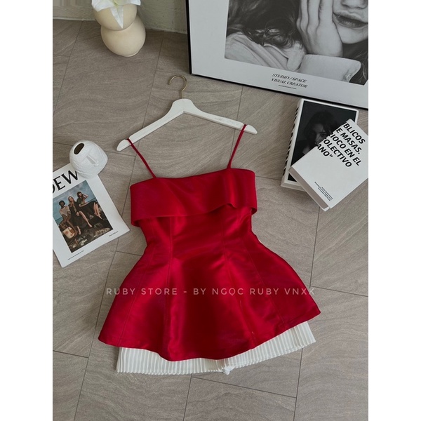 Áo Hai Dây Peplum Tafta Thiết Kế 4M Đơn Giản Thanh Lịch RUBYSTORE
