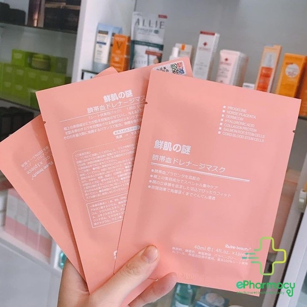 Set 10 miếng Mặt Nạ Nhau Thai Cừu Tế Bào Gốc Nhật Bản Stem Cell Rwine Beauty Trẻ Hóa, Trắng Da, Dưỡng Ẩm