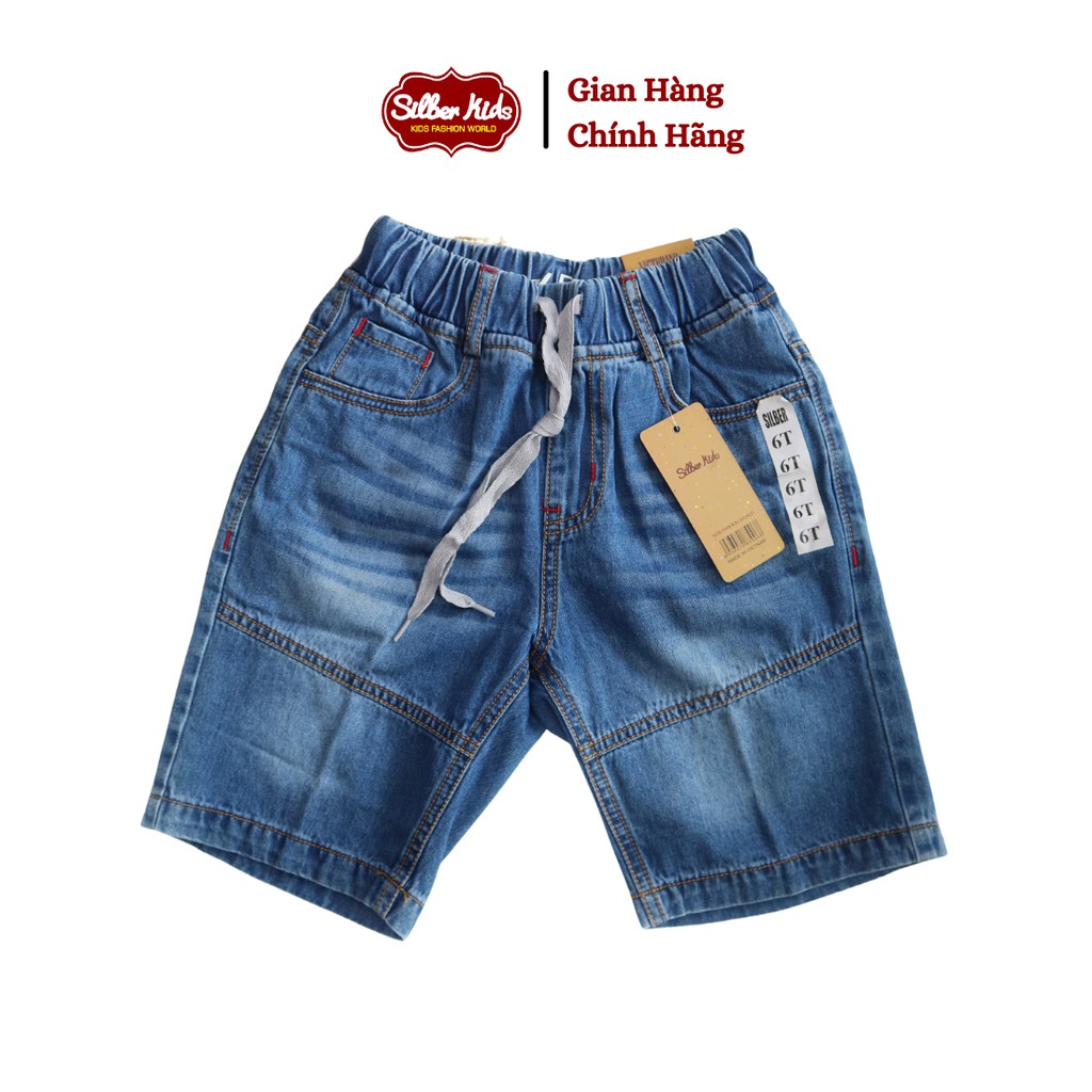 [Mã BMBAULT30 giảm đến 30K đơn 99K] Quần Jean Lửng Bé Trai Phối Gân Ngang Dây Rút SILBER KIDS