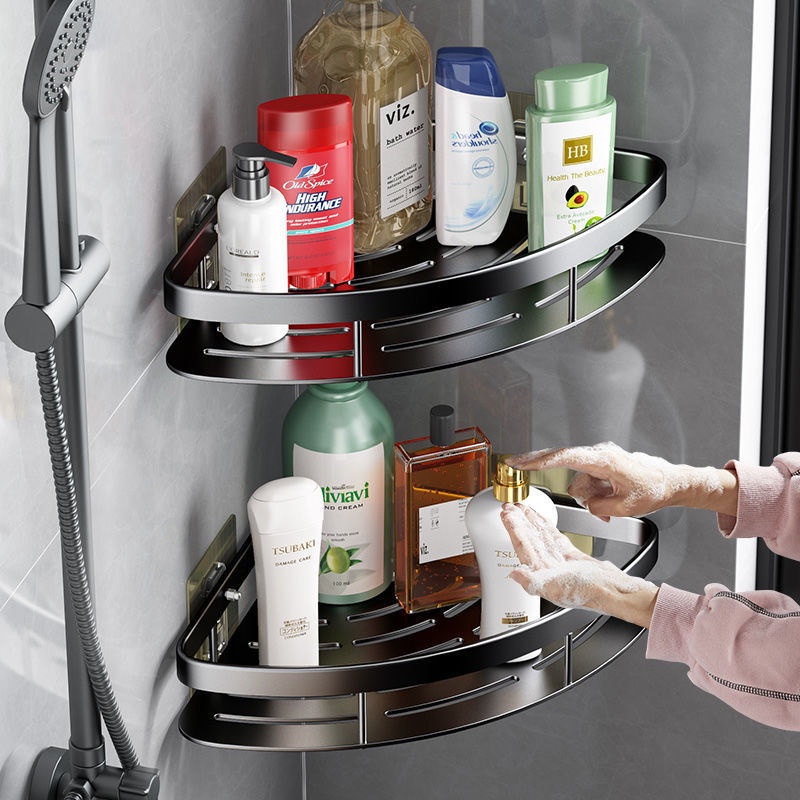 Giá Đựng Đồ Hình Tam Giác Không Đục Lỗ Gắn Tường Nhà Tắm / Vệ Sinh