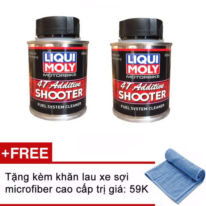 Bộ 2 chai Dung dịch vệ sinh máy Carbon Cleaner Liqui Moly 4T Additive Shooter 7916 80ml ( tặng kèm khăn xanh )