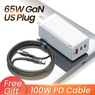 Củ Sạc Baseus GaN Mini Fast Charging Charger C+C+A 65W Charging Set (Kèm cáp sạc C to C 100W)