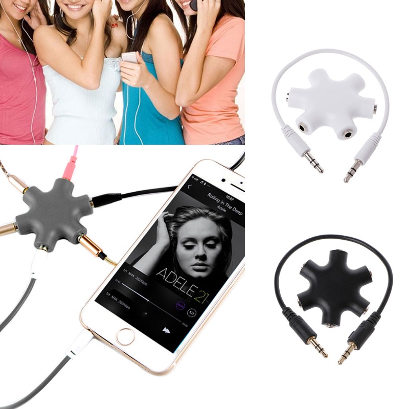 NERV 3.5mm Audio Splitter Hexagon 1 Male To 5 Female Headphone Earphone Share Distributor