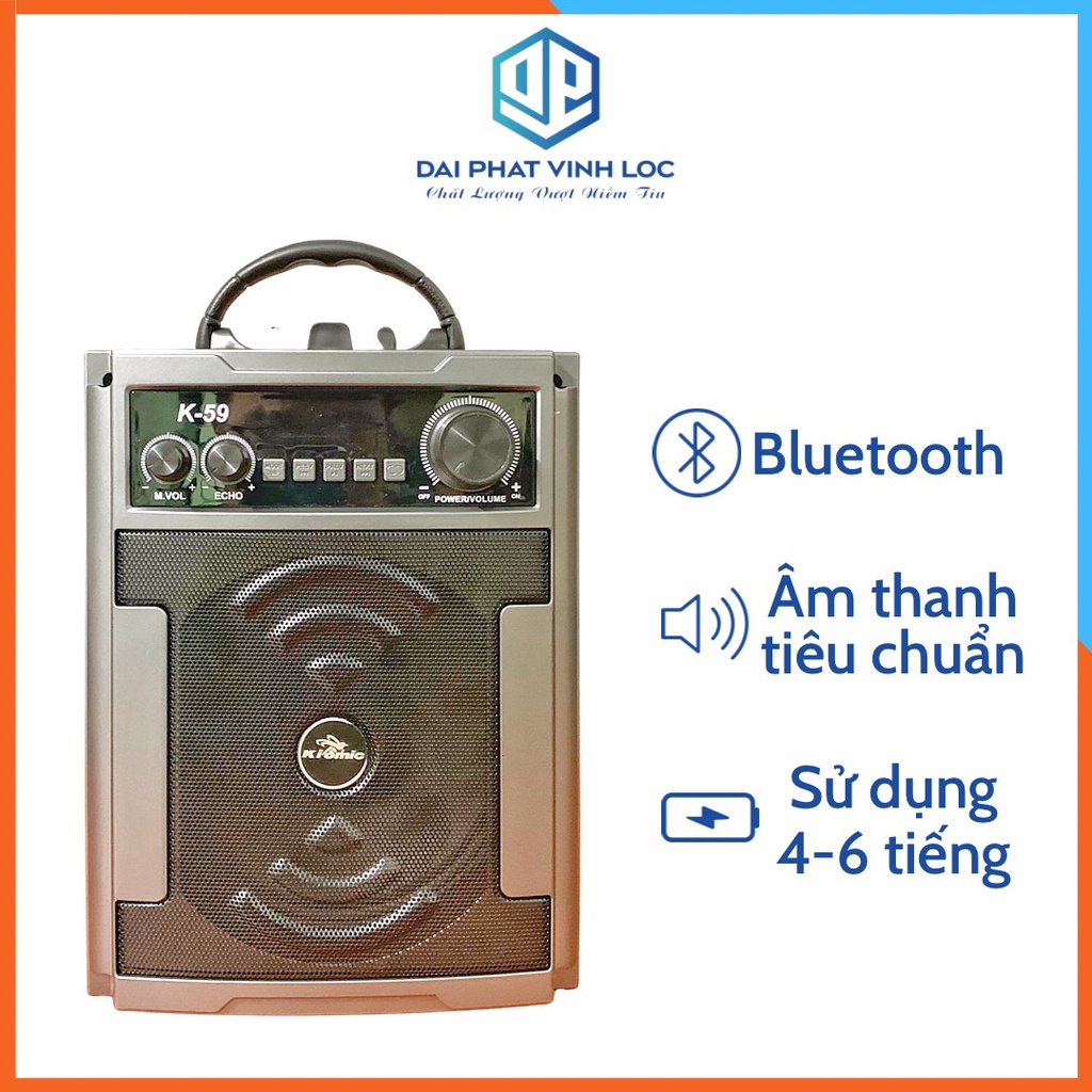 Loa Bluetooth Mini Kiomic K59 Nhỏ Gọn Có Tay Xách Tiện Lợi Bass Âm Cực Mạnh Tặng Kèm Mic Không Dây Chính Hãng