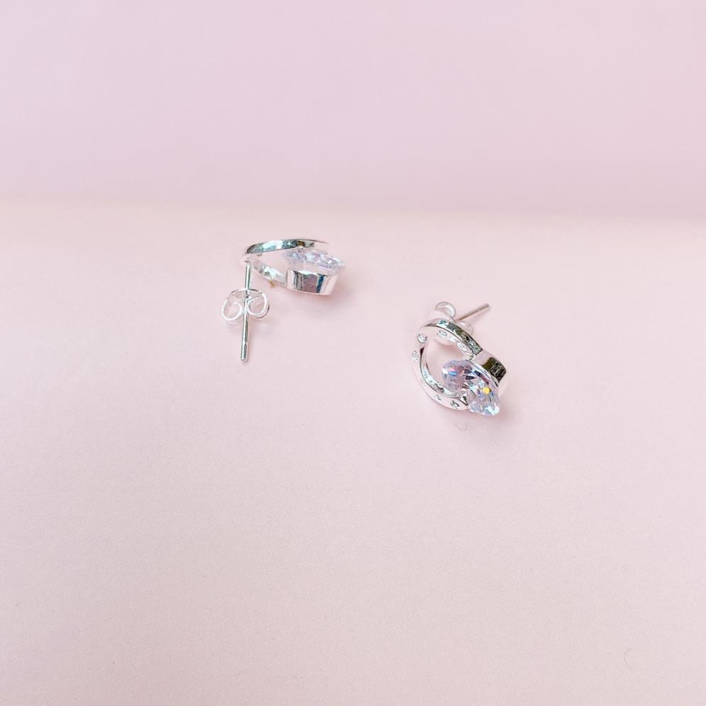 Bông tai bạc phong cách Hàn Quốc đính đá sang trọng - Trang Sức 𝐀𝐍𝐓𝐀 𝐉𝐞𝐰𝐞𝐥𝐫𝐲 ATJ8057