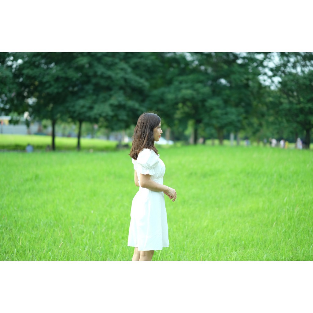 [TẶNG XẢ VẢI] Váy nữ tiểu thư trơn cúc bọc 2 mà, Đầm trắng đi tiệc đi chơi, đi biển | BigBuy360 - bigbuy360.vn