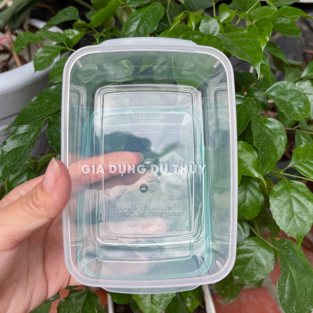 Hộp nhựa đựng thực phẩm trong suốt hình chữ nhật có nắp đậy nhiều size chất liệu nhựa PP5 an toàn, chịu nhiệt không BPA
