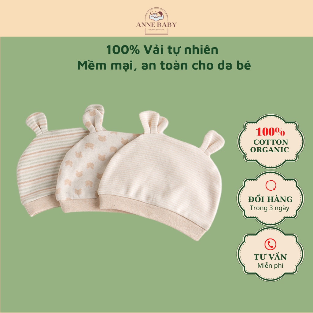 Mũ Che Thóp Cho Bé 3-12 Tháng Cotton Organic An Toàn Cho Da Bé, Mũ Cho Bé Sơ Sinh Hữu Cơ Tự Nhiên Không Chất Tẩy Nhuộm