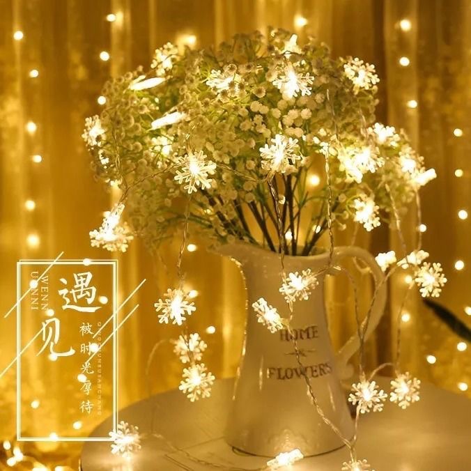 Dây đèn led hình bông tuyết trang trí giáng sinh có điều khiển từ xa tiện dụng