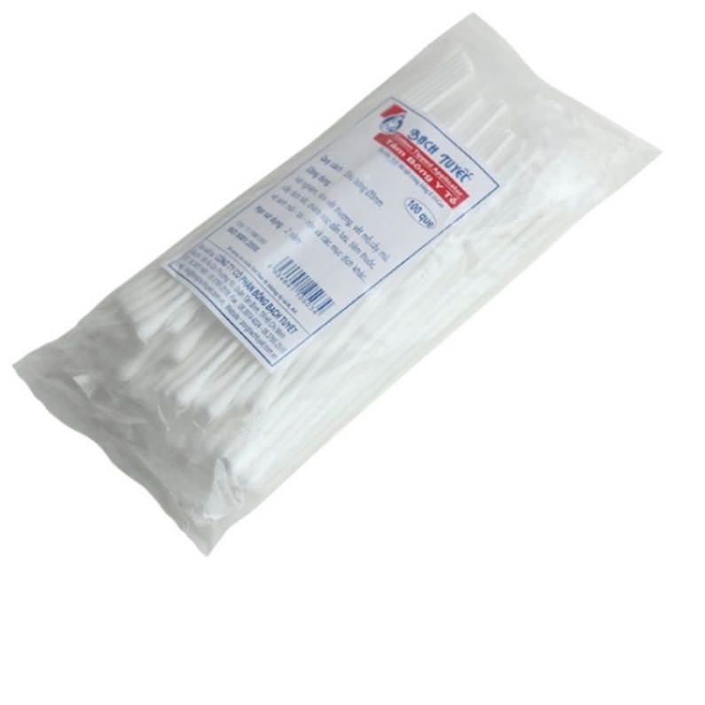 Tăm bông y tế Bạch Tuyết Ø5 mm - Gói 100 que