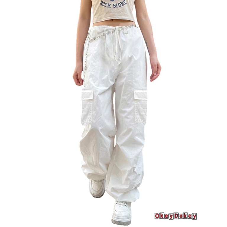 Quần Dài Lưng Vừa Nhiều Túi Phối Dây Rút Thời Trang Cho Nữ
