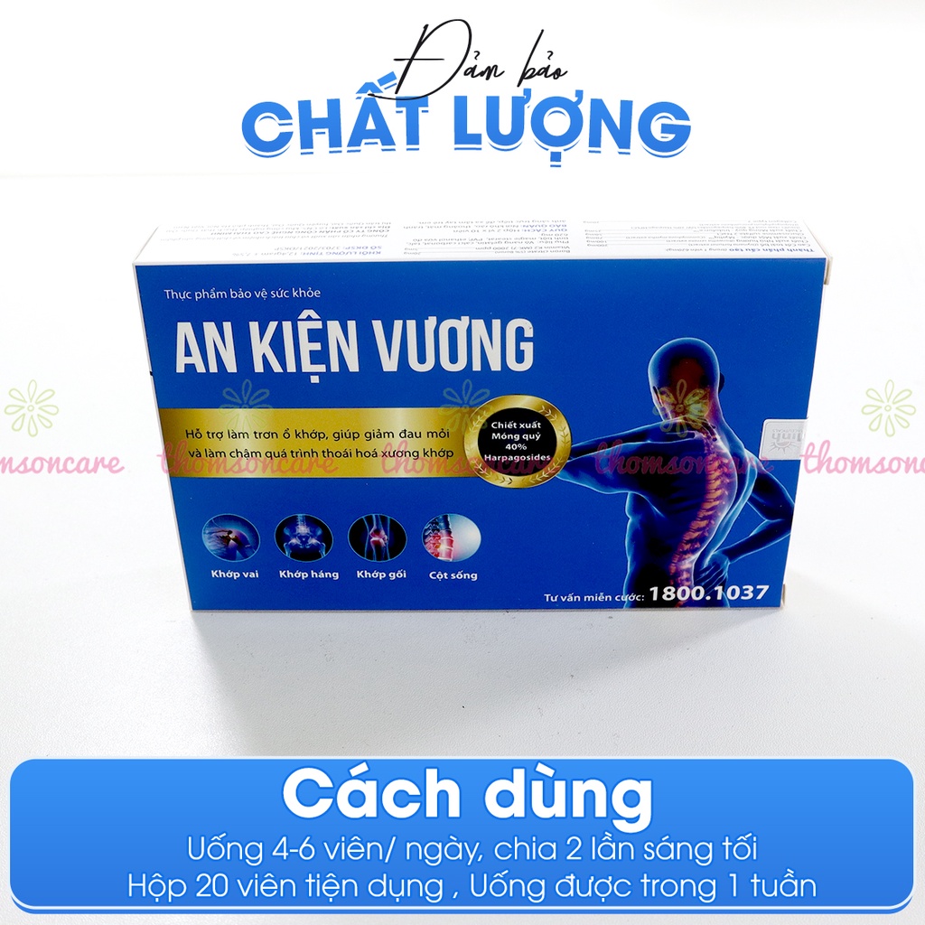 Bổ sung dưỡng chất cho khớp - Bổ khớp An Kiện Vương từ glucosamin và thảo dược giúp trơn ổ khớp, phục hồi khớp - Hộp 20