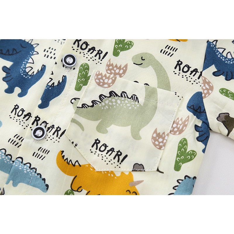 Set áo sơ mi khủng long kèm quần jeans cho bé trai 1-4 tuổi