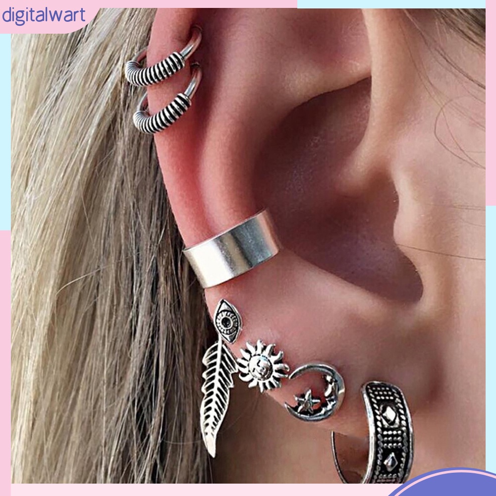 Set 7 khuyên vành tai thiết kế đơn giản phong cách retro độc đáo cá tính dành cho nữ