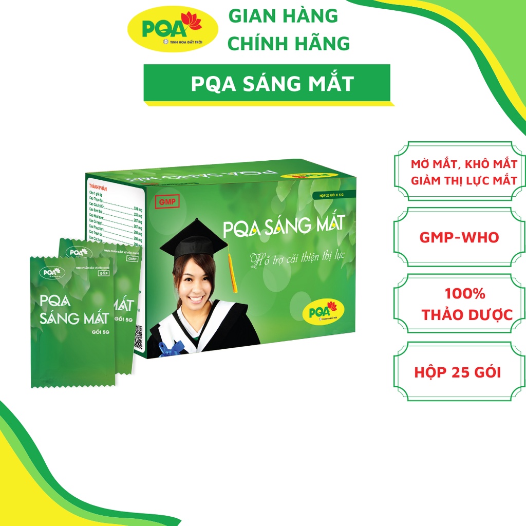 Sáng mắt PQA dùng cho Trẻ em, học sinh, sinh viên, người lớn bị mờ mắt, nhức mắt, khô mắt, giảm thị lực, cận thị.