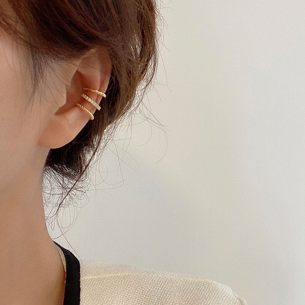 ANEMONE Khuyên kẹp vành tai bằng hợp kim đính đá zircon phong cách đường phố cá tính cho nữ