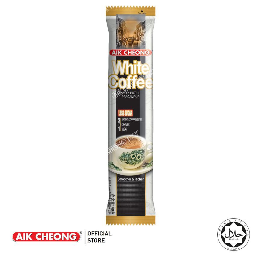 Cà phê trắng Ít Đường Aik Cheong Malaysia - White Coffee Less Sugar - 40g