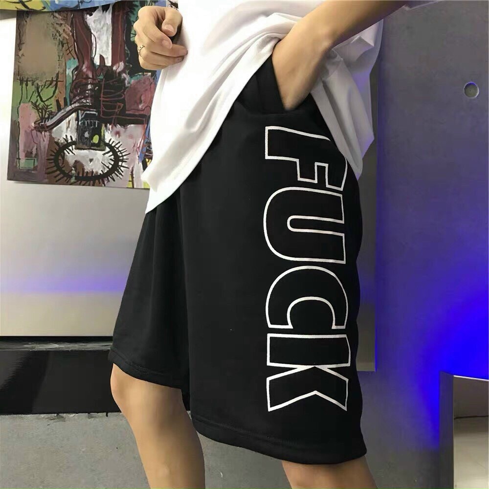 Quần Short Thể Thao Nam Nữ Vải Thun 2 Da (FUCK)