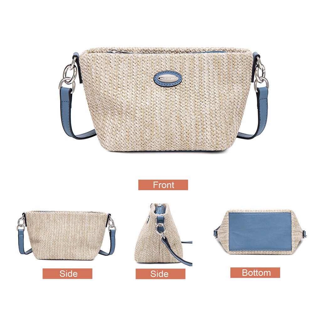 Túi Cói Đeo Chéo In Hình David jones Paris Thời Trang Cho Nữ