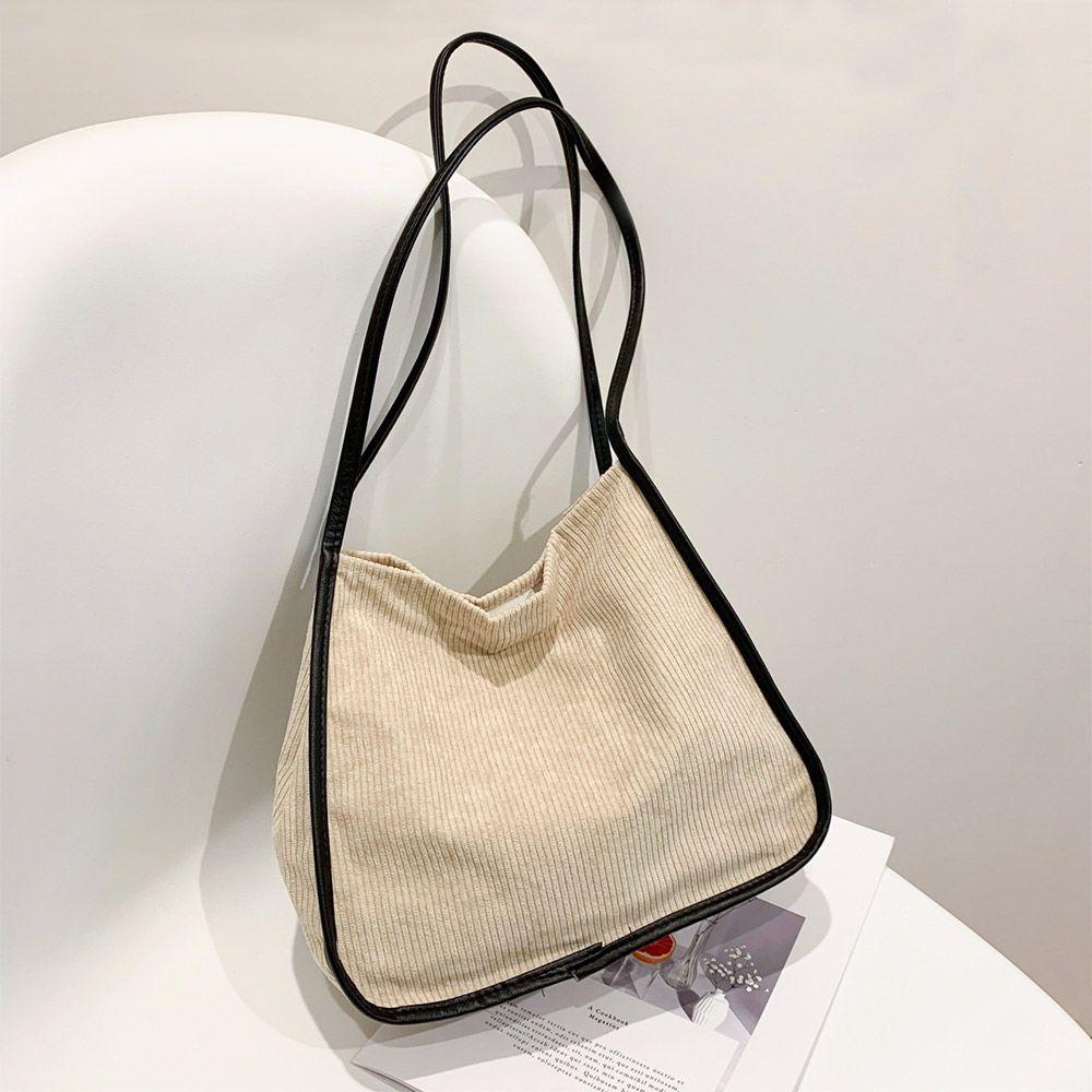 Túi Tote Đeo Vai Cỡ Lớn Chất Liệu Nhung Kẻ MIHAN1 Cho Nữ