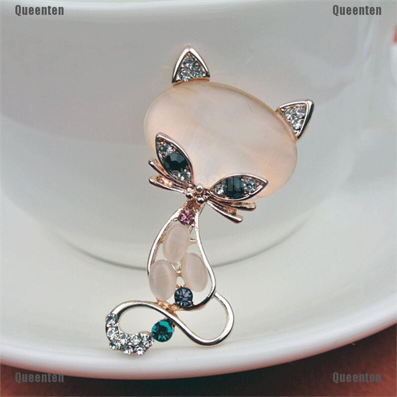 ★Queen★Hot Opal Stone Fox Brooches Womens Fashion Cute Animal Pin Brooch Jewelry