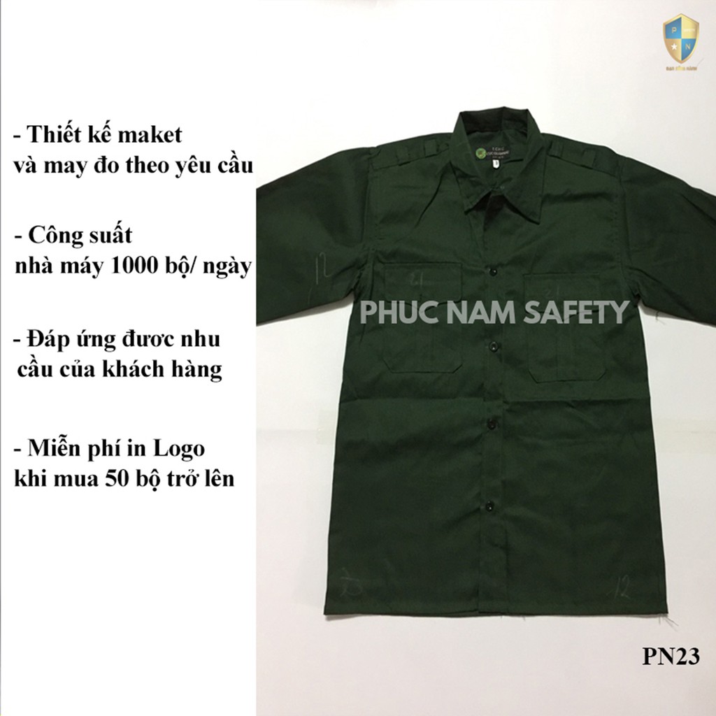 Bộ quần áo bảo hộ lao động PN23 - Màu xanh, bộ quần áo bảo hộ KT3, quần áo bảo họ lao động, Phuc Nam Safety