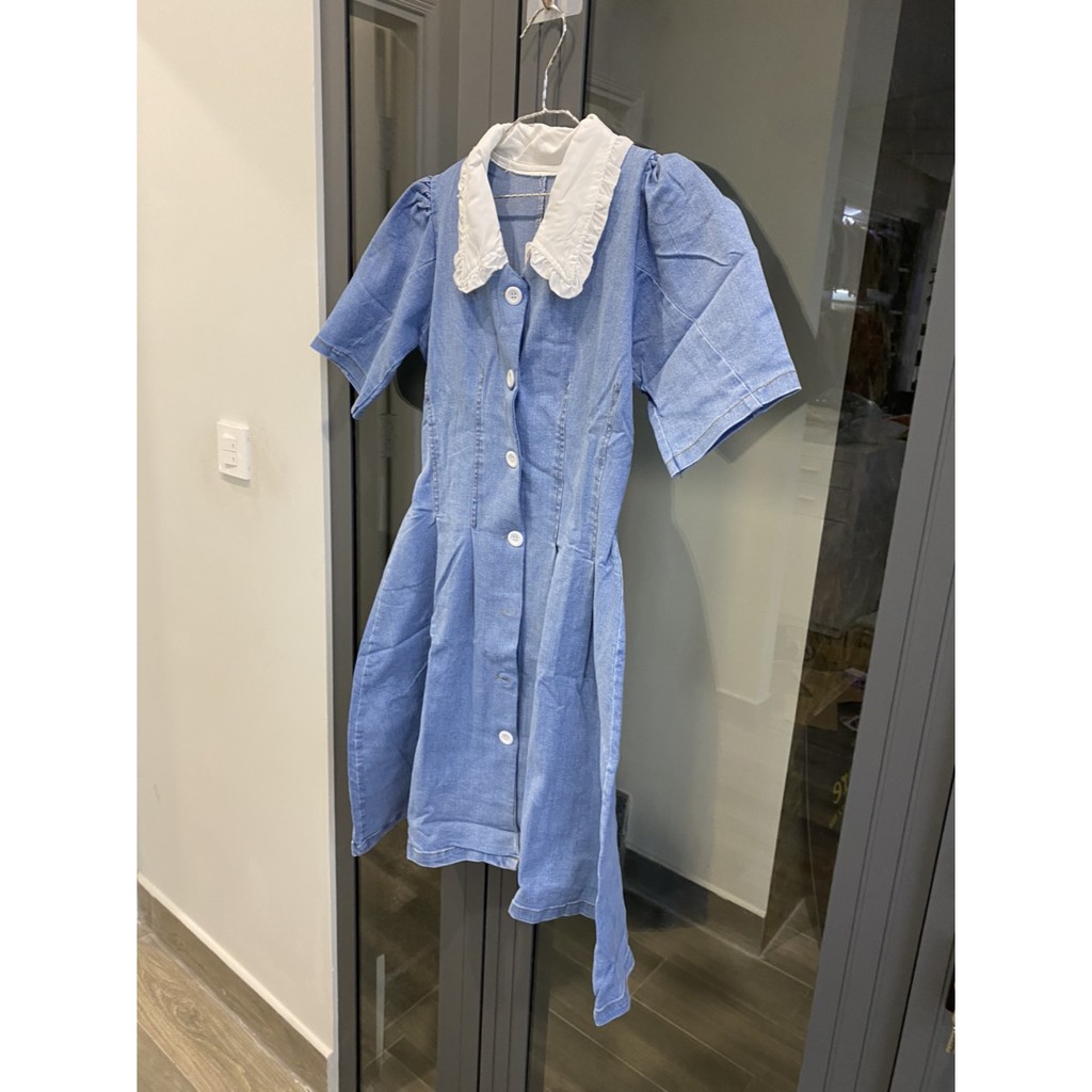 ĐẦM JEAN CỔ TRẮNG