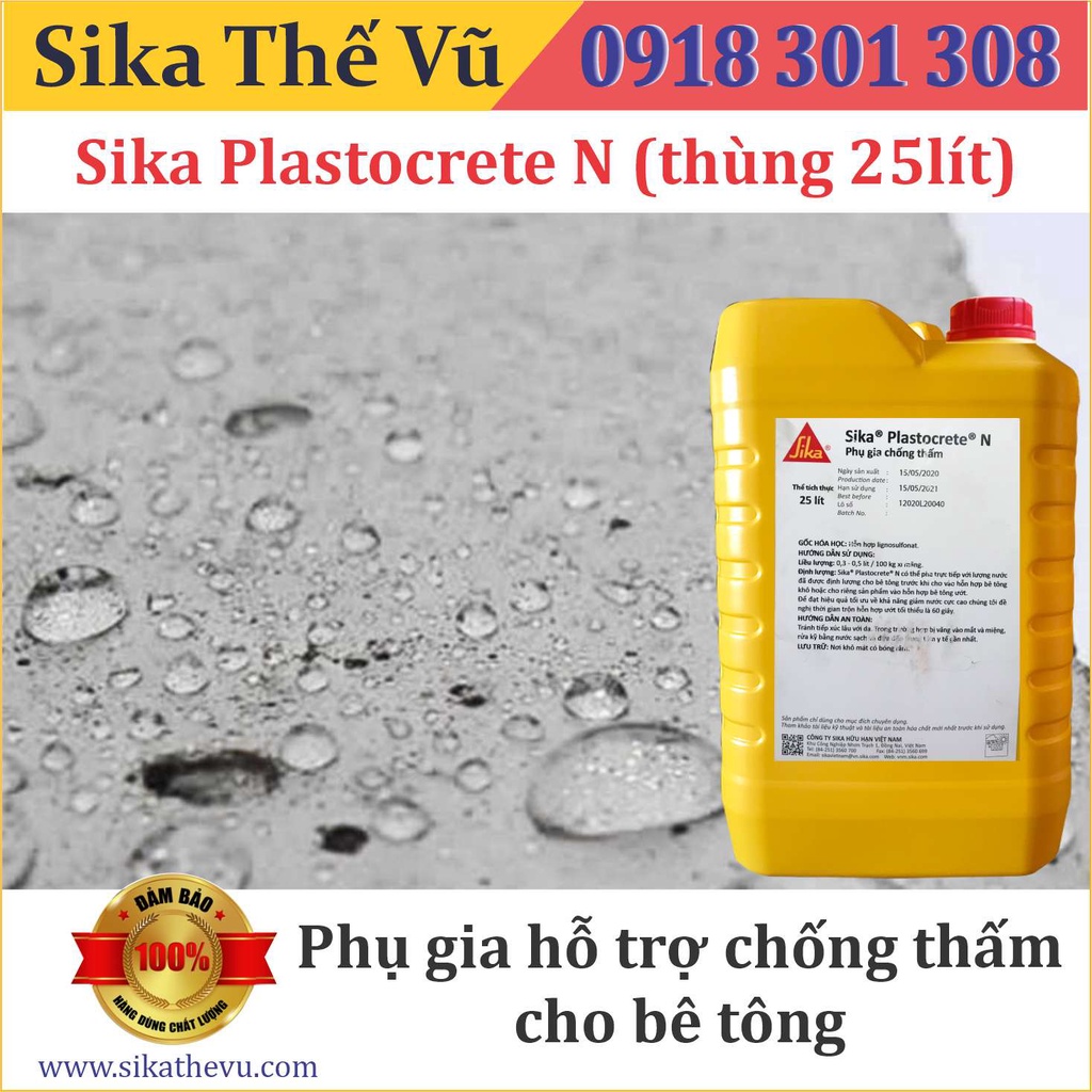 Sika - Chống thấm bê tông - Plastocrete N (Can 25 lít) SIKA THẾ VŨ