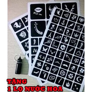Bộ Xăm Tạm Thời 15 Ngày ( 1 Tấm A4 nhiều khuôn xăm + 1 lọ mực xăm)
