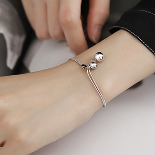 Phong Cách Hàn Quốc Rắn Dây Xích Tua Rua Vòng Tay Màu Bạc Mịn Dây Chuyền Hạt Tròn Chuông Mặt Dây Chuyền Vòng Tay Nữ Quyến Rũ Trang Sức