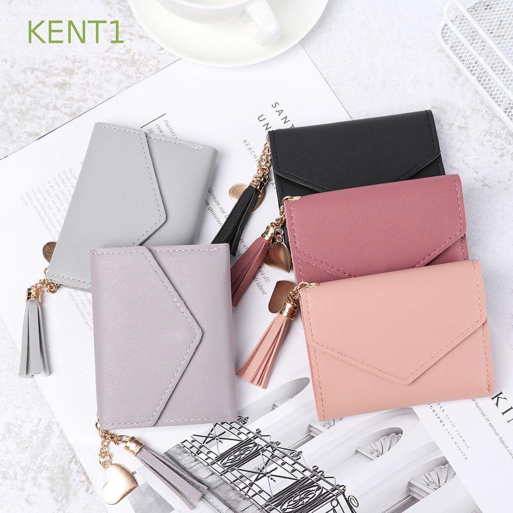 Kent1 Ví Da PU Dáng Ngắn Sức Chứa Lớn Có Khóa Kéo Nhiều Màu Sắc Đa Năng Thời Trang Cho Nữ