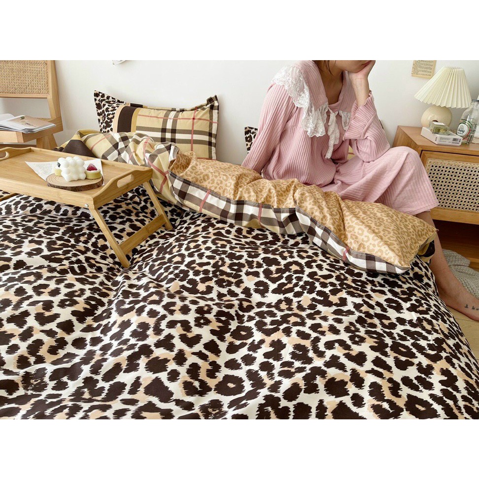 Bộ chăn ga gối Poly Cotton HQ da báo nâu zara cao cấp sang trọng (Tặng vỏ gối ôm) - Miễn phí bo chun