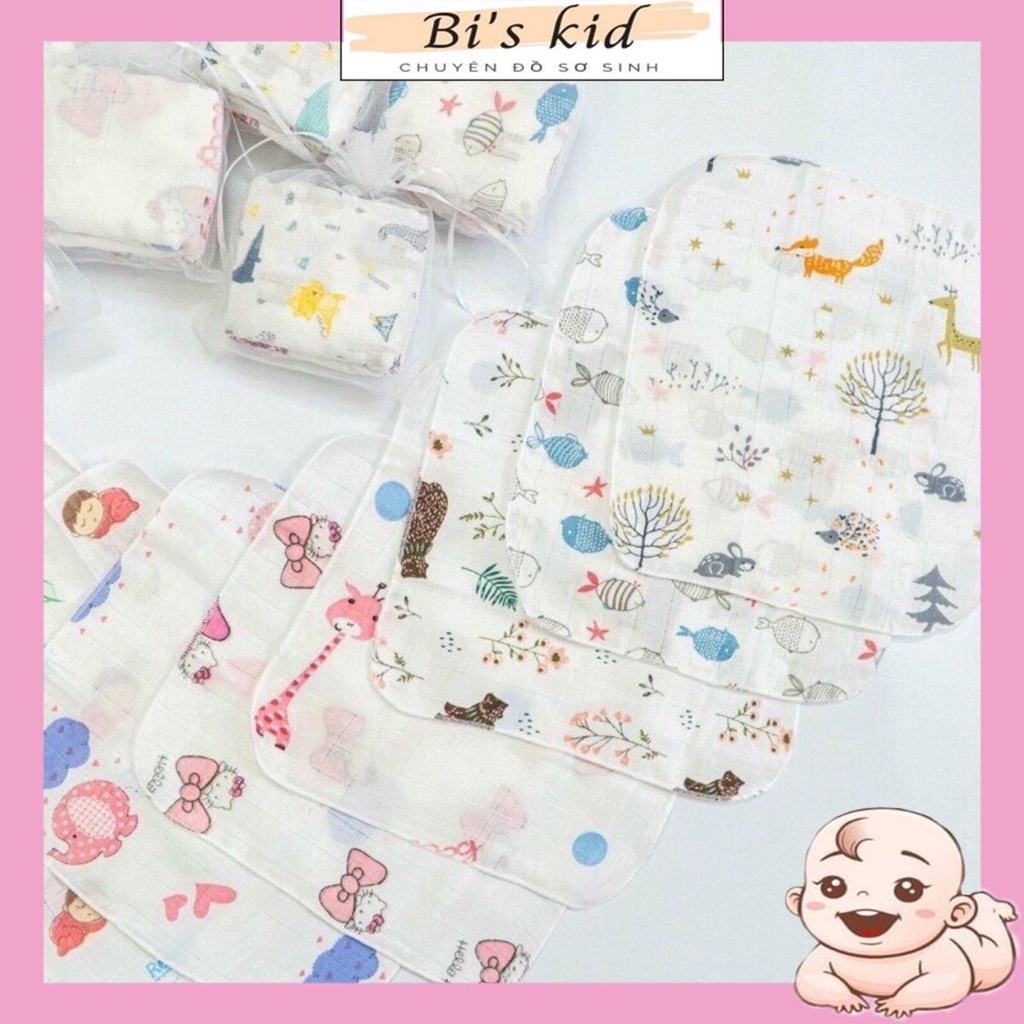 [Hàng mới về] Set 10 khăn xô sữa siêu mềm túi lưới cho bé