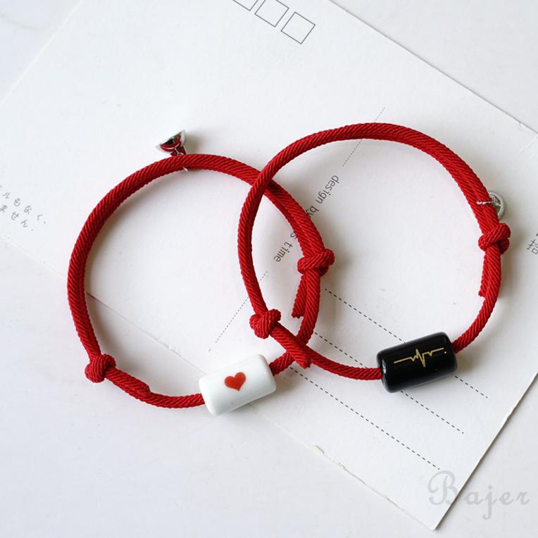 [Bajer] Thời trang và đơn giản Milan dây nhịp tim cặp vòng đôi tay từ tính dây thừng 975