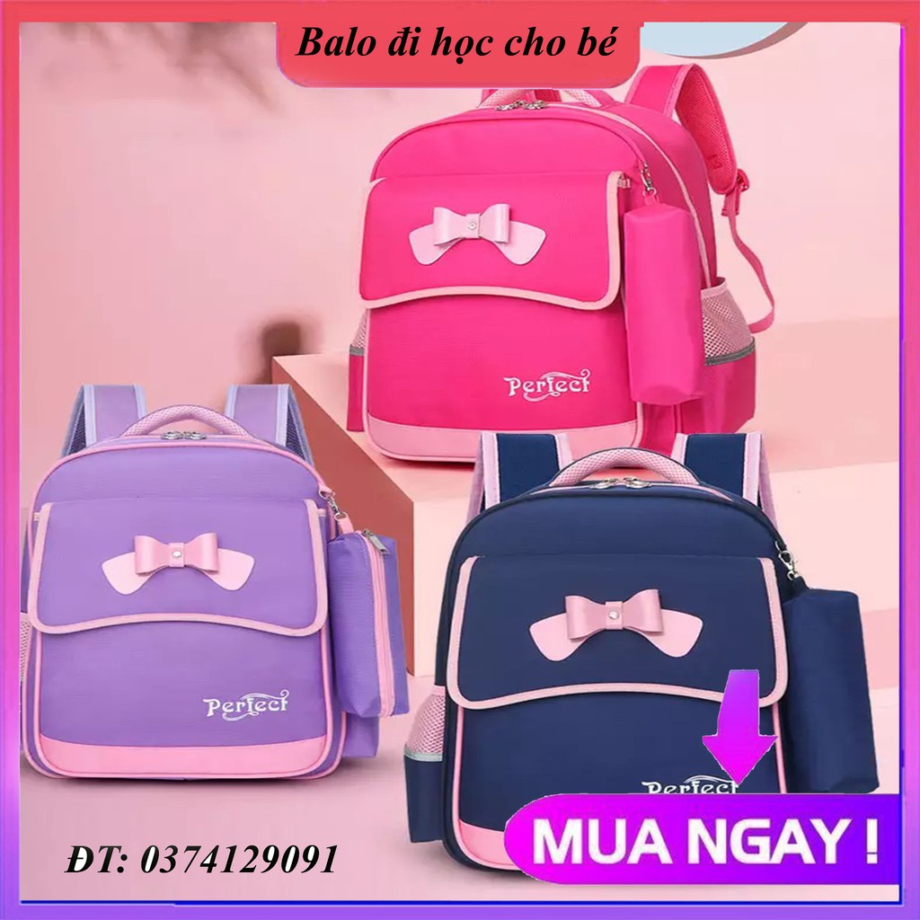 [CHẤT XỊN] Balo trang nhã cao cấp cho bé gái cấp 1 từ lớp 1 đến lớp 3 đi học, cặp sách chống thấm nước có phản quang