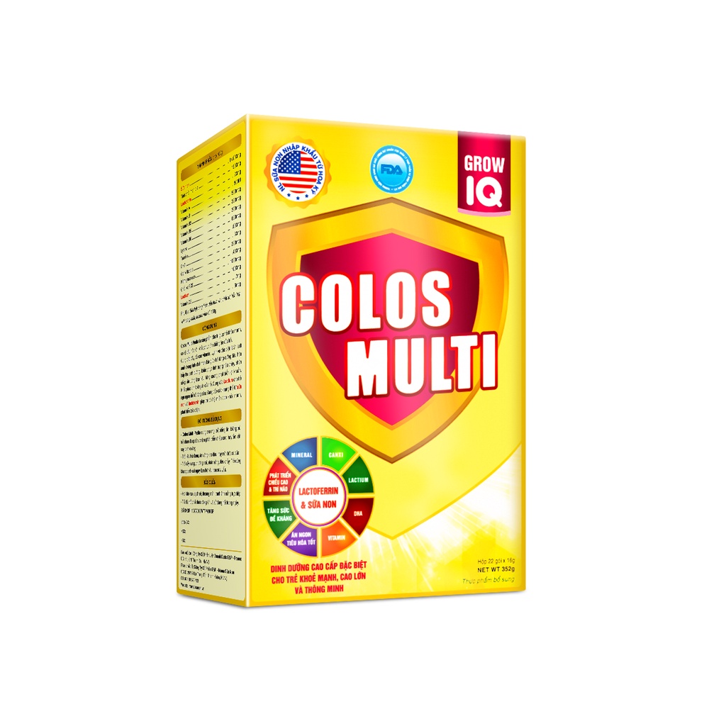 [Mã MKBCOL5 giảm 10% đơn 600K] Sữa non Colosmulti IQ hộp 22 gói x 16g giúp bé phát triển chiều cao và trí thông minh