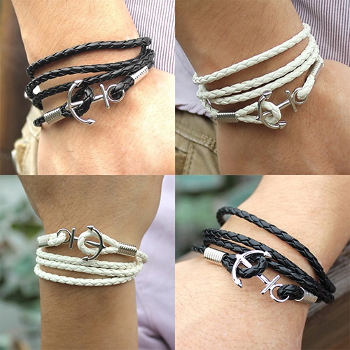 Vòng tay giả da đính trang trí hình mỏ neo xinh xắn