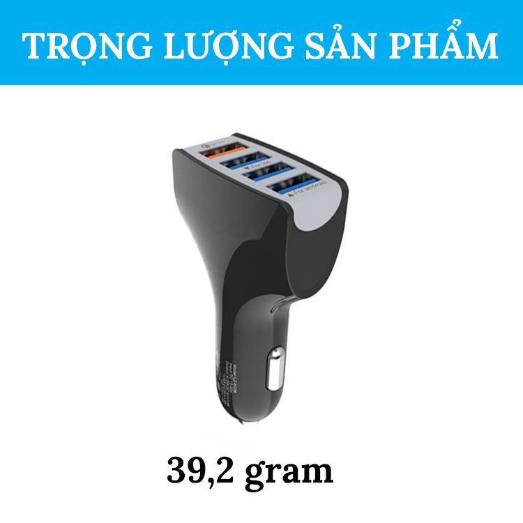 Tẩu Sạc USB Trên Ô Tô - Có 4 Cổng USB Tiện Lợi,Kèm 1 Cổng Qick Sạc Nhanh 3.0