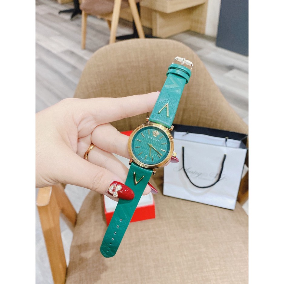 Đồng hồ nữ VS mặt tròn dây da mềm máy pin cao cấp