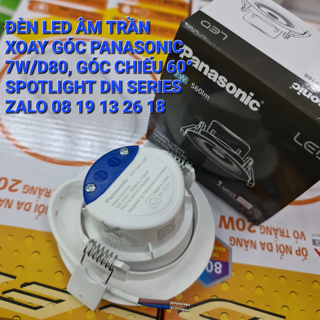 Đèn âm trần XOAY GÓC Panasonic 7W/D80 và 9W/D90 Spotlight DN Series góc chiếu 60 độ, Chỉnh Góc Chiếu Điểm.