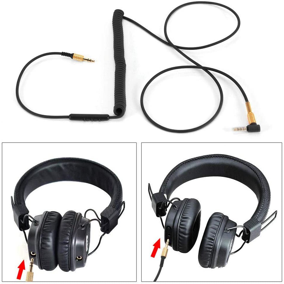 Dây Cáp Lò Xo Nối Dài Thay Thế Kèm mic Cho Tai Nghe bluetooth marshall major ii