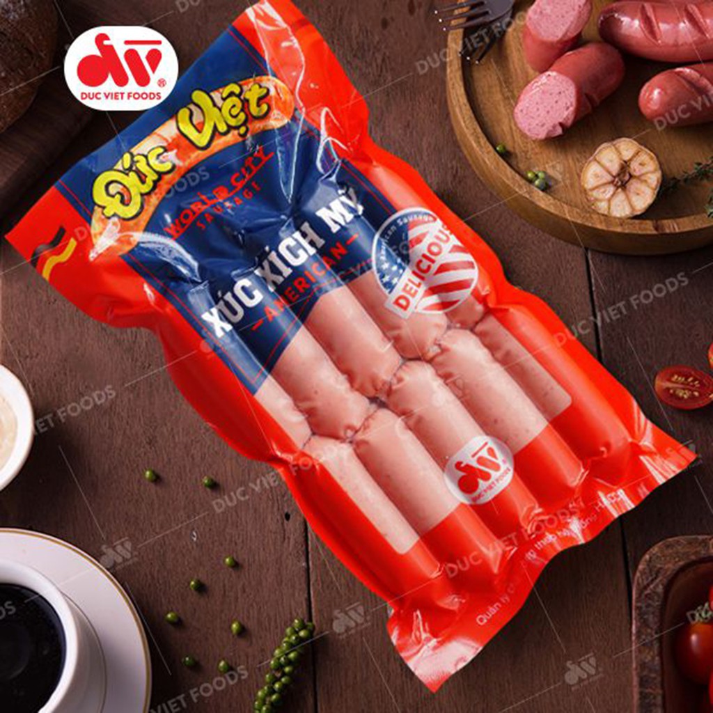 Xúc Xích Mỹ - Đức Việt, Gói 10 Cây / 500g. Date mới nhất.