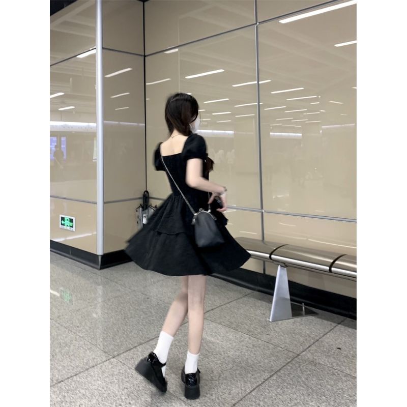 Đầm Ngắn Ôm Eo Màu Đen Thời Trang Mùa Hè Dành Cho Nữ