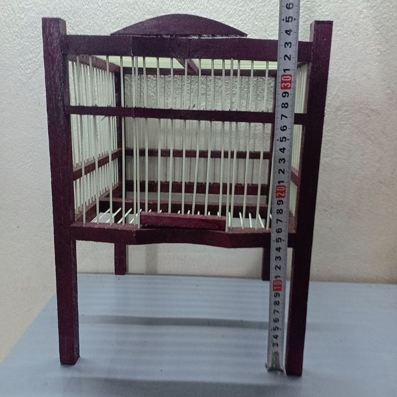 Lồng tắm khuyên có khay - khung gỗ nan cáp 25x33x33cm