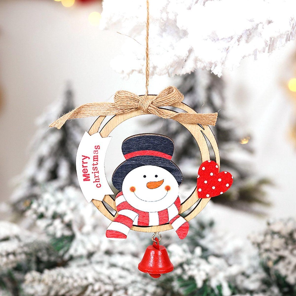 Phụ Kiện Treo Trang Trí Cây Thông Giáng Sinh Năm Mới Bằng Gỗ Phối Vải Bố Dễ Thương
