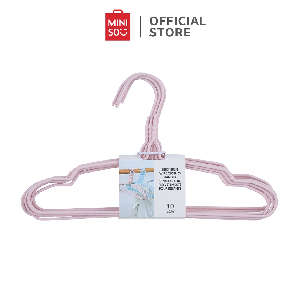 Combo 10 móc sắt treo quần áo trẻ em Miniso chắc chắn tiện lợi