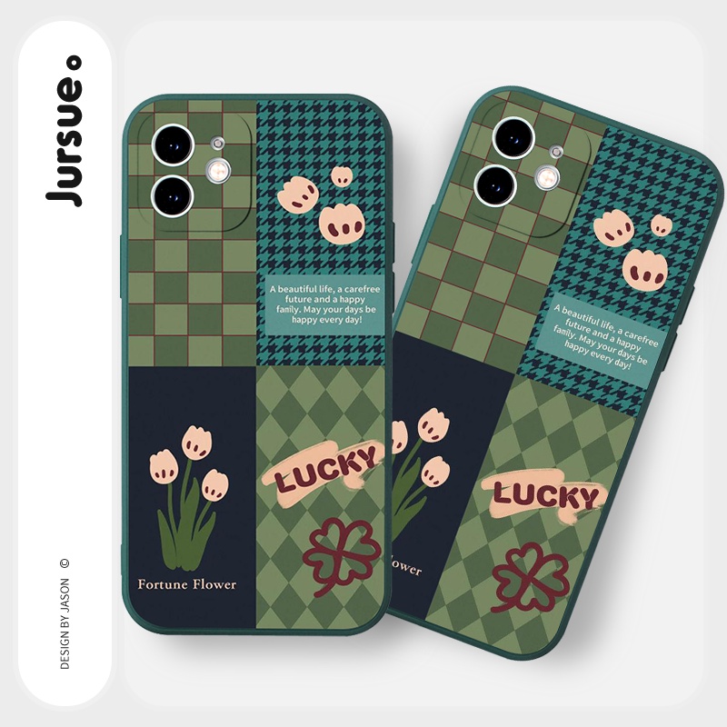 Ốp lưng JURSUE mềm viền vuông chống bẩn hình dễ thương đẹp Cho iPhone 13 12 11 Pro Max SE 2020 X XR XS 8 7 ip 6S 6 Plus Y2124