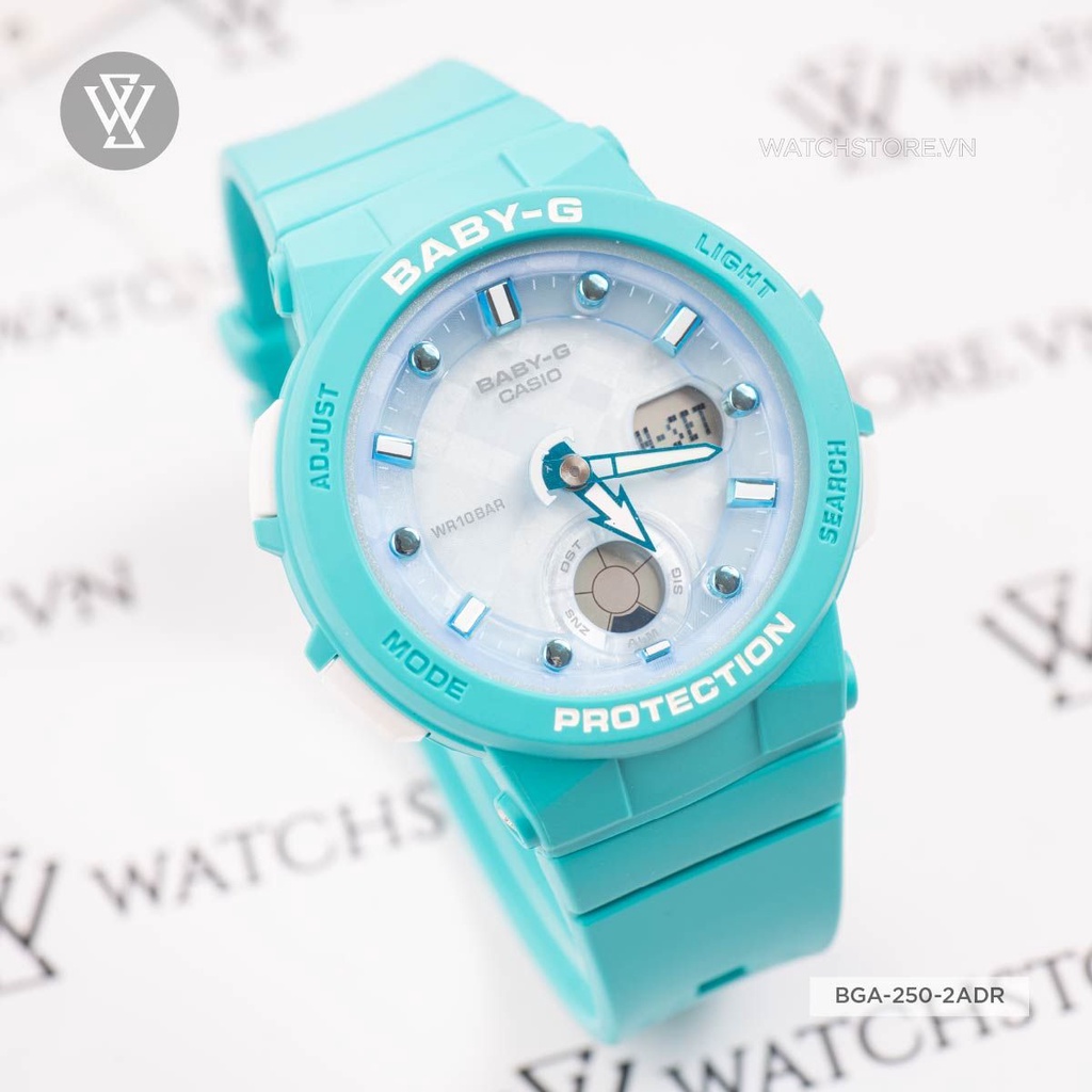 Đồng Hồ Điện Tử Nữ Casio Baby-G WATCHSTORE BGA-250-2A Thiết Kế Mặt Kính Khoáng 41mm, Dây Và Vỏ Nhựa Bền Bỉ