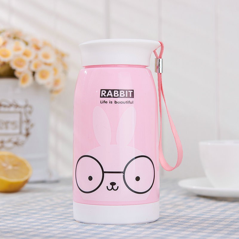 Bình uống nước 500ml cho bé đi học, đi chơi có nắp vặn, kiểu hoạt hình dễ thương