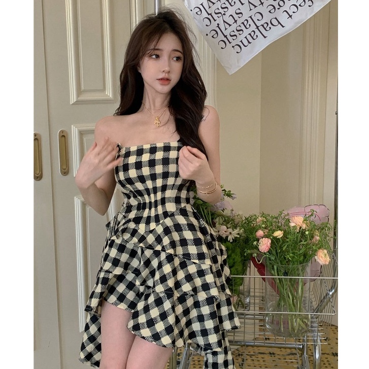Đầm Ống Không Tay Họa Tiết Kẻ Sọc Phong Cách Hàn Quốc Mới Thời Trang Mùa Hè Cho Nữ